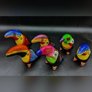 Vintage Mexican Talavera Folk Art Pottery Toucan Whistle